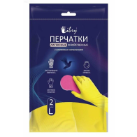 Перчатки хоз латекс Libry c ХБ напыл эластичные желтые р-р L в уп KHL003E - 1 Перчатки хоз латекс Libry c ХБ напыл эластичные желтые р-р L в уп KHL003E - фото - 1