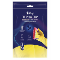 Перчатки хоз латекс Libry c ХБ напыл. эластичные желтые р-р М в уп KHL002E - 1 Перчатки хоз латекс Libry c ХБ напыл. эластичные желтые р-р М в уп KHL002E - фото - 1
