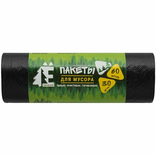 Пакеты д/мусора 60л (30шт) Ромашка ЕЛР ПНД 60х70см - фото - 1