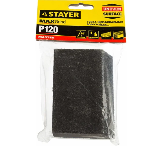 Губка шлифовальная STAYER MASTER угловая зерно-оксид алюминия Р120 100*68*42*26мм - фото - 1