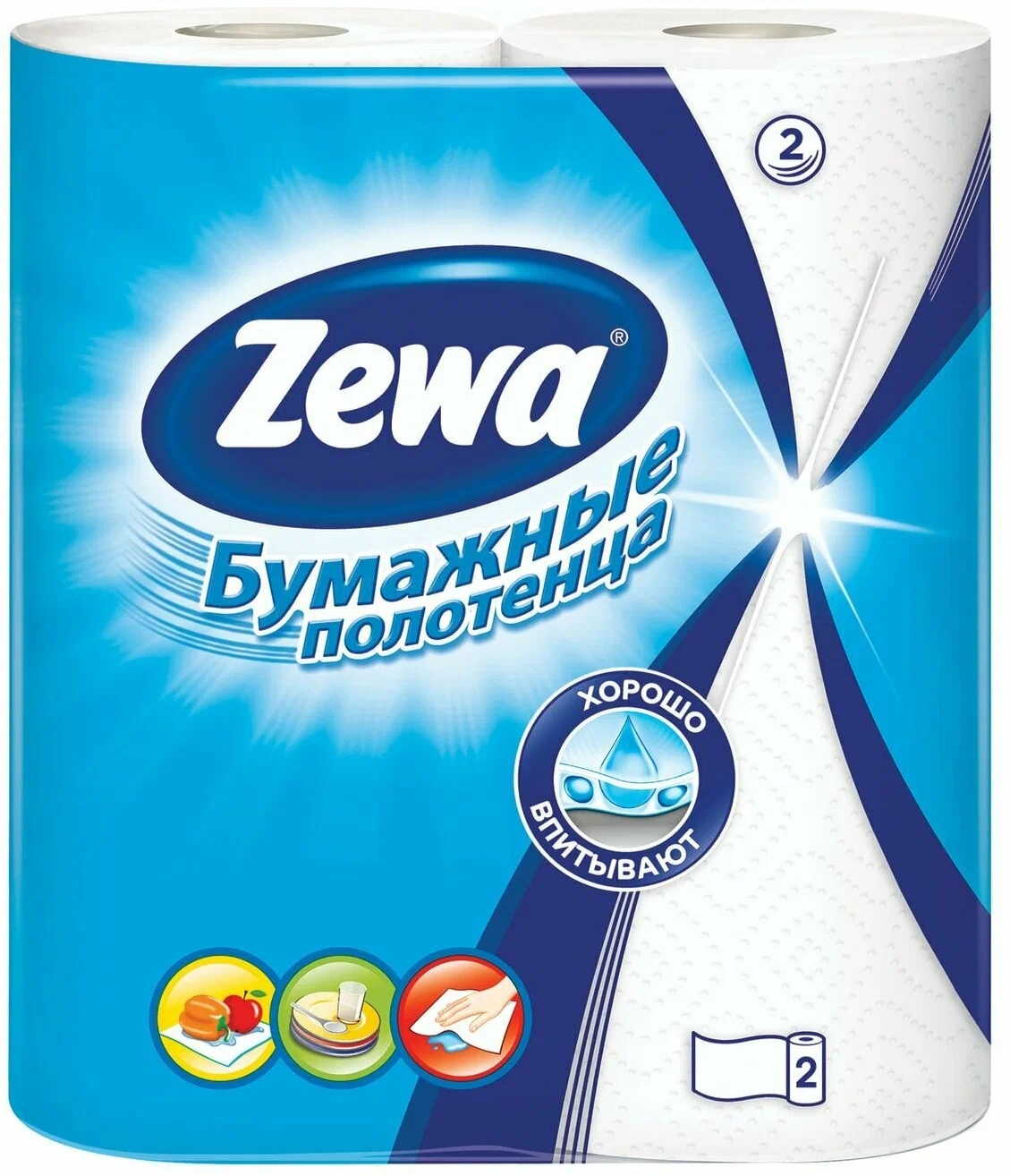 Полотенца бумажные Зева 2-сл 2шт (14м) - фото - 1